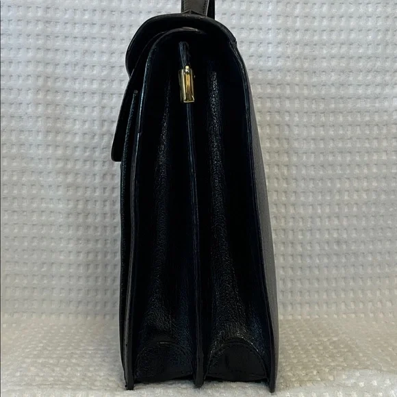 Bally Black Leather Briefcase with Gold Accents - Picture 8 of 16